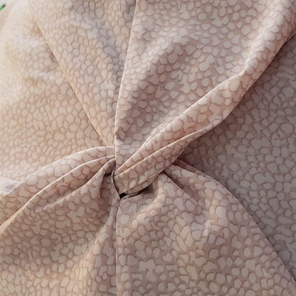 Adrianna Papell Pink Chiffon Blouse Twist Front Polka Dot Top Designer Summer - Picture 3 of 10